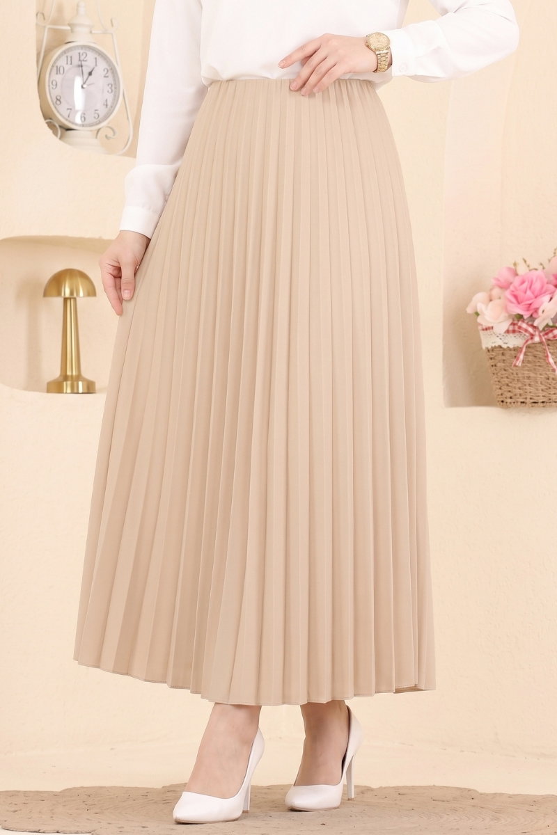 Plissé Satin Skirt - Bone
