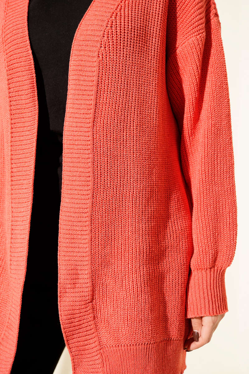 Basic Seed-Stitch Knit Cardigan - Pomegranate
