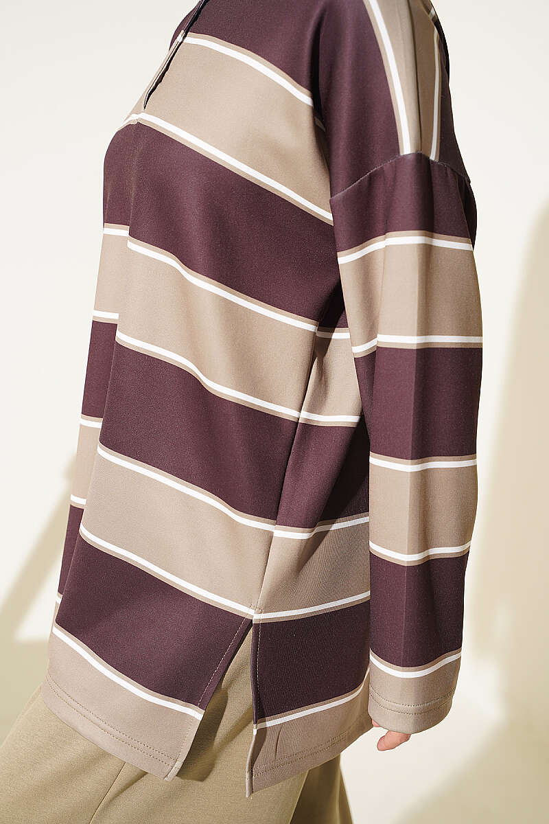 Colour-Block Polo-Collar Set - Khaki