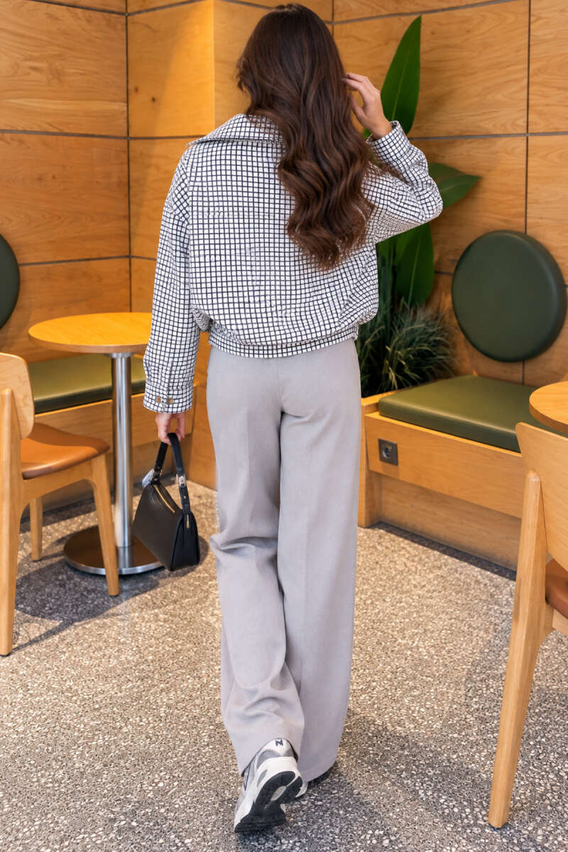 Oversized Gingham Jacket - White