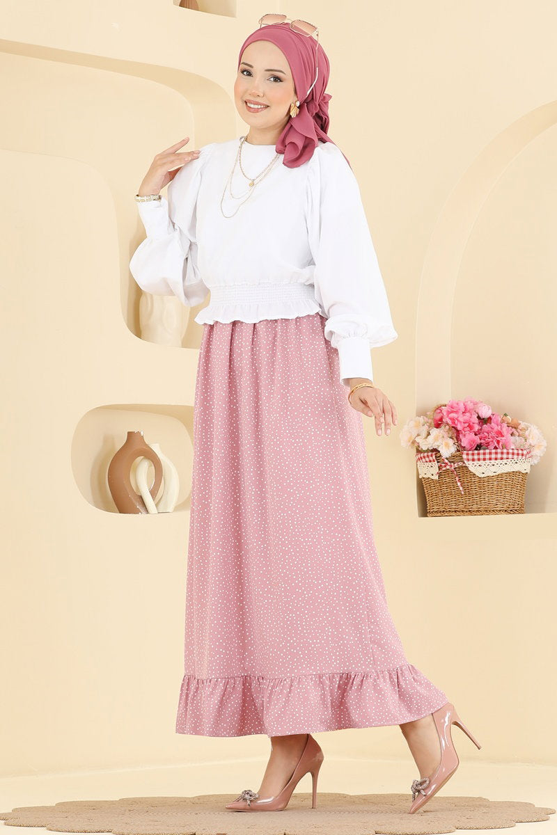 Spotted Skirt - Dusty Rose