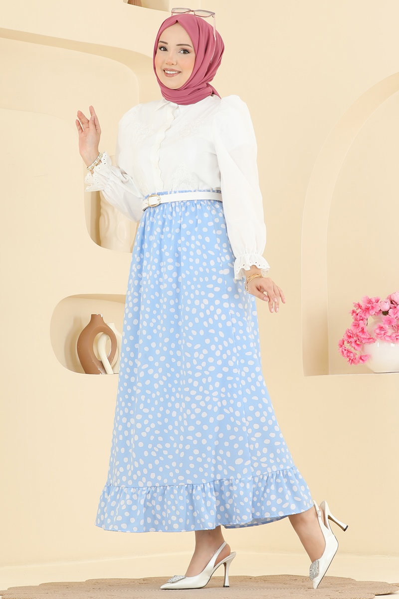 Polka Dot Skirt - Light Blue
