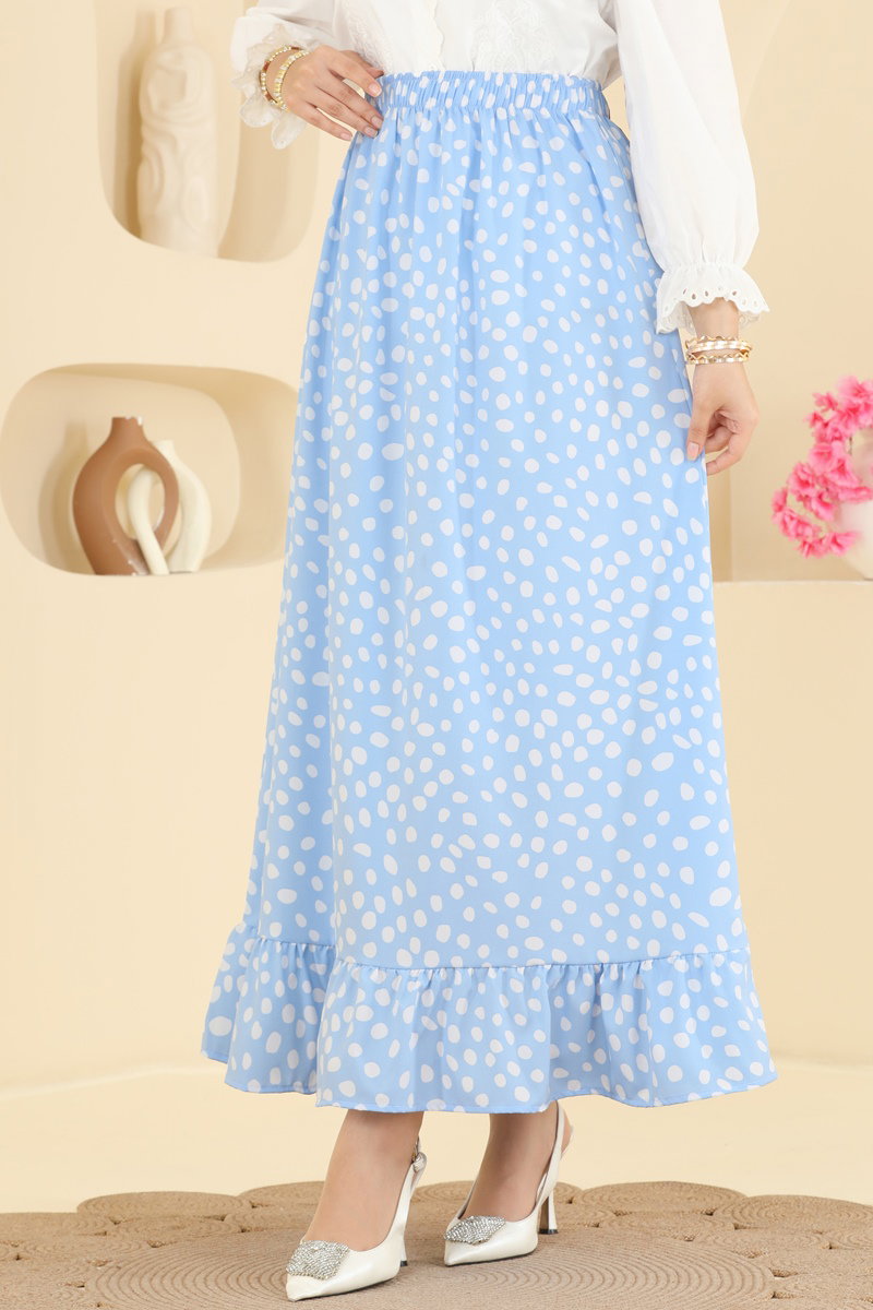 Polka Dot Skirt - Light Blue