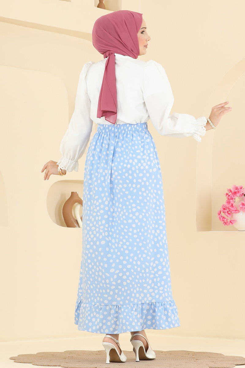 Polka Dot Skirt - Light Blue