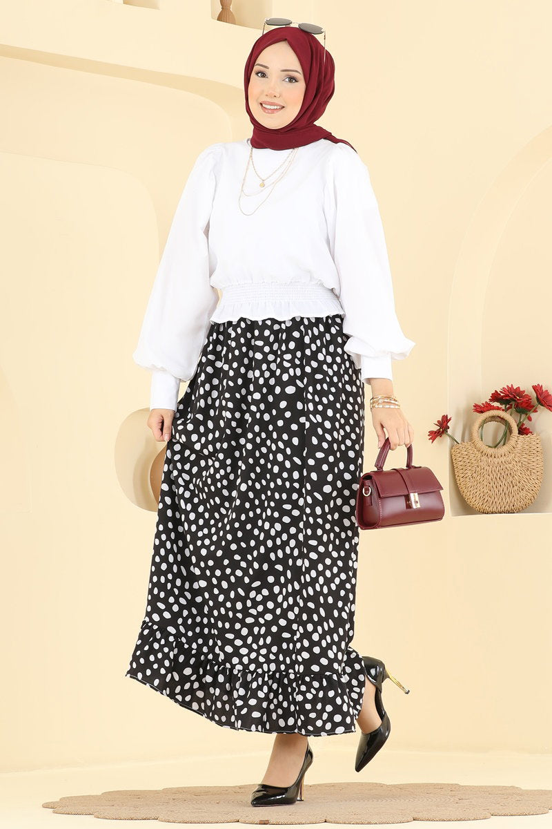 Polka Dot Skirt - Black