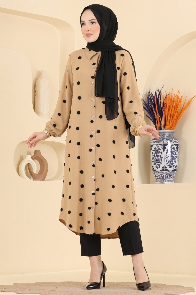Polka Dot Aerobin Tunic - Milk Coffee