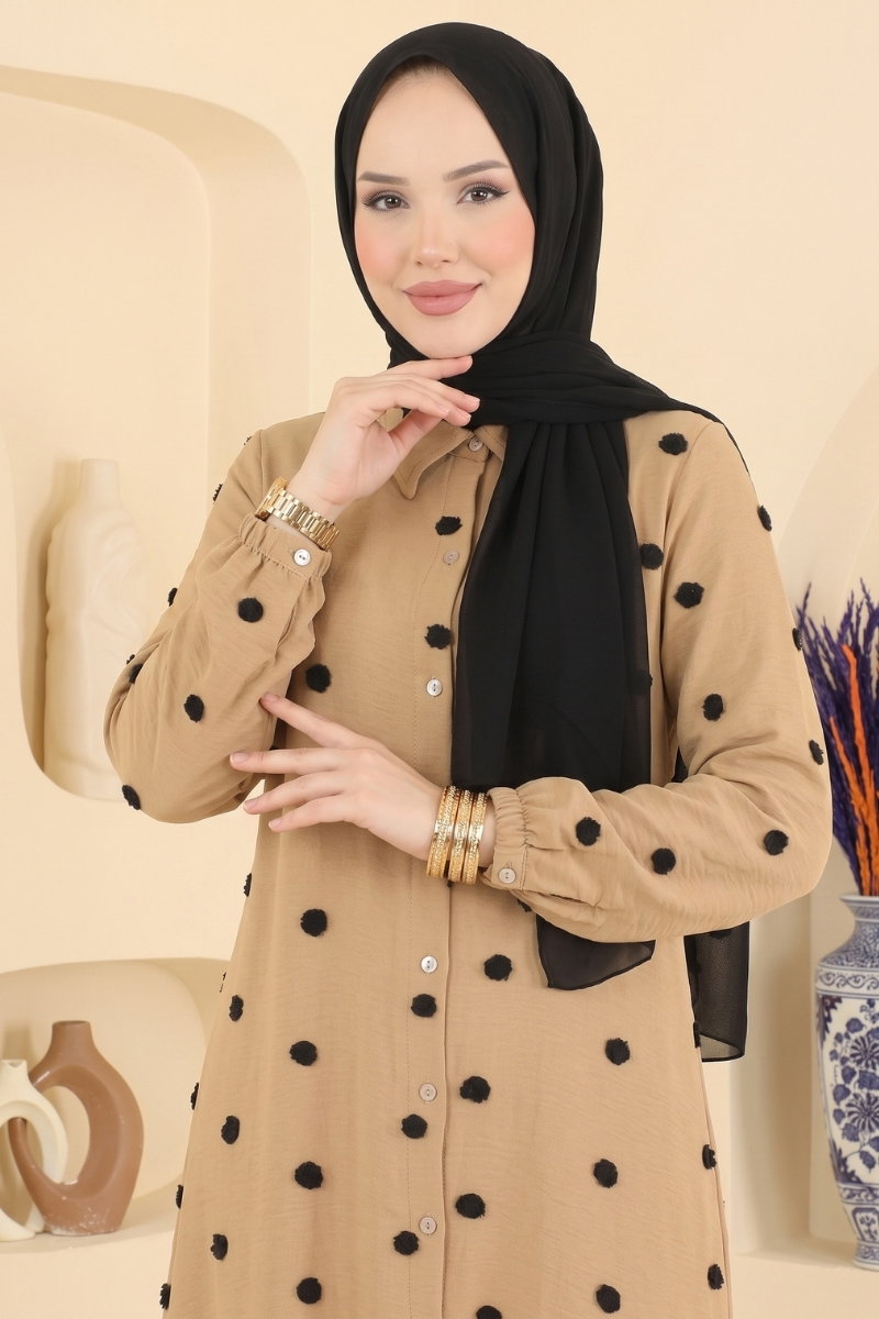 Polka Dot Aerobin Tunic - Milk Coffee