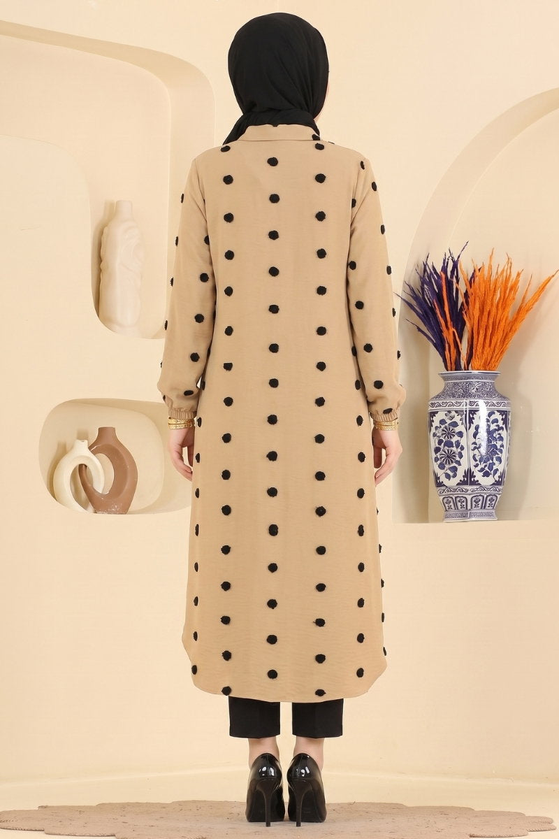 Polka Dot Aerobin Tunic - Milk Coffee