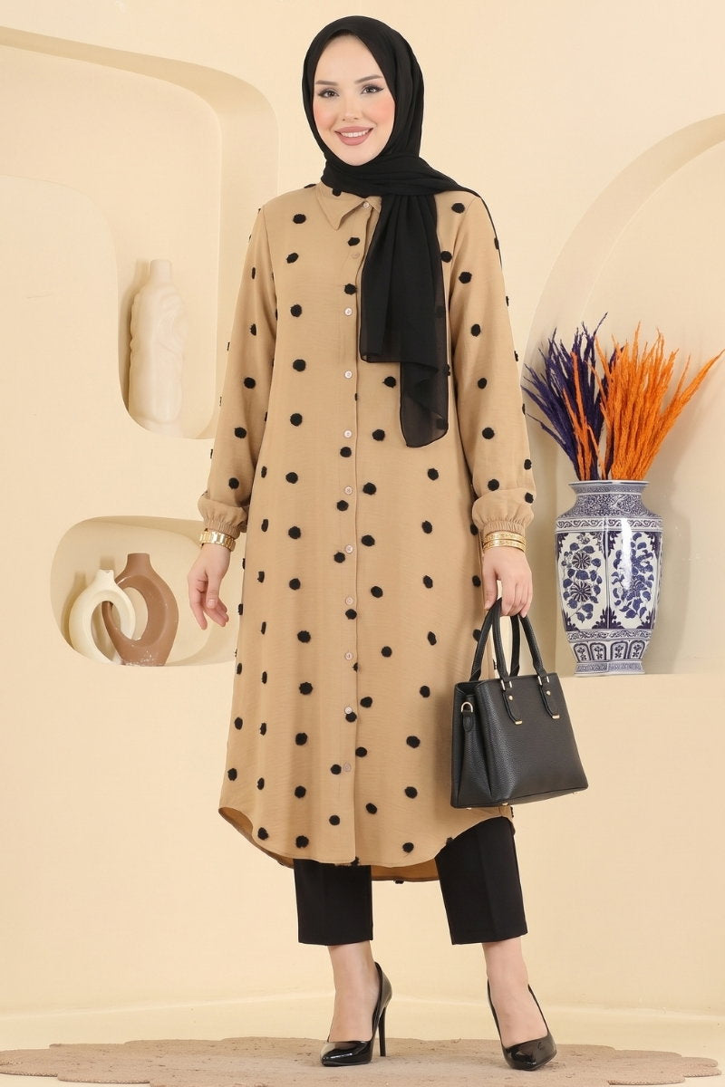 Polka Dot Aerobin Tunic - Milk Coffee