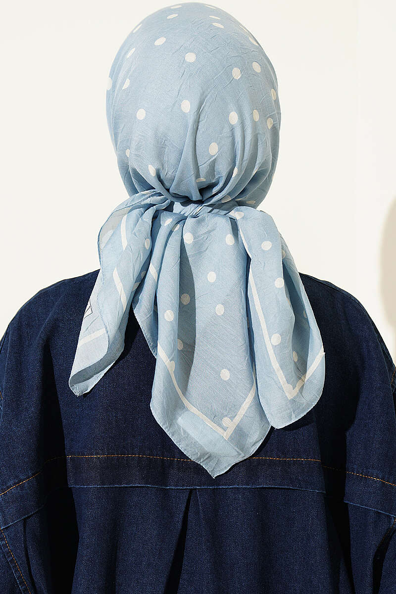 Polka Dot Bamboo Crinkle Scarf - Light Blue