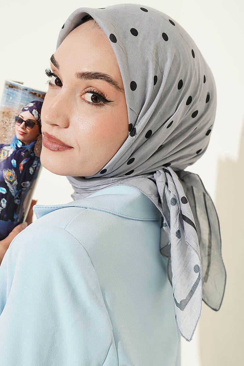 Polka Dot Bamboo Crinkle Scarf - Grey