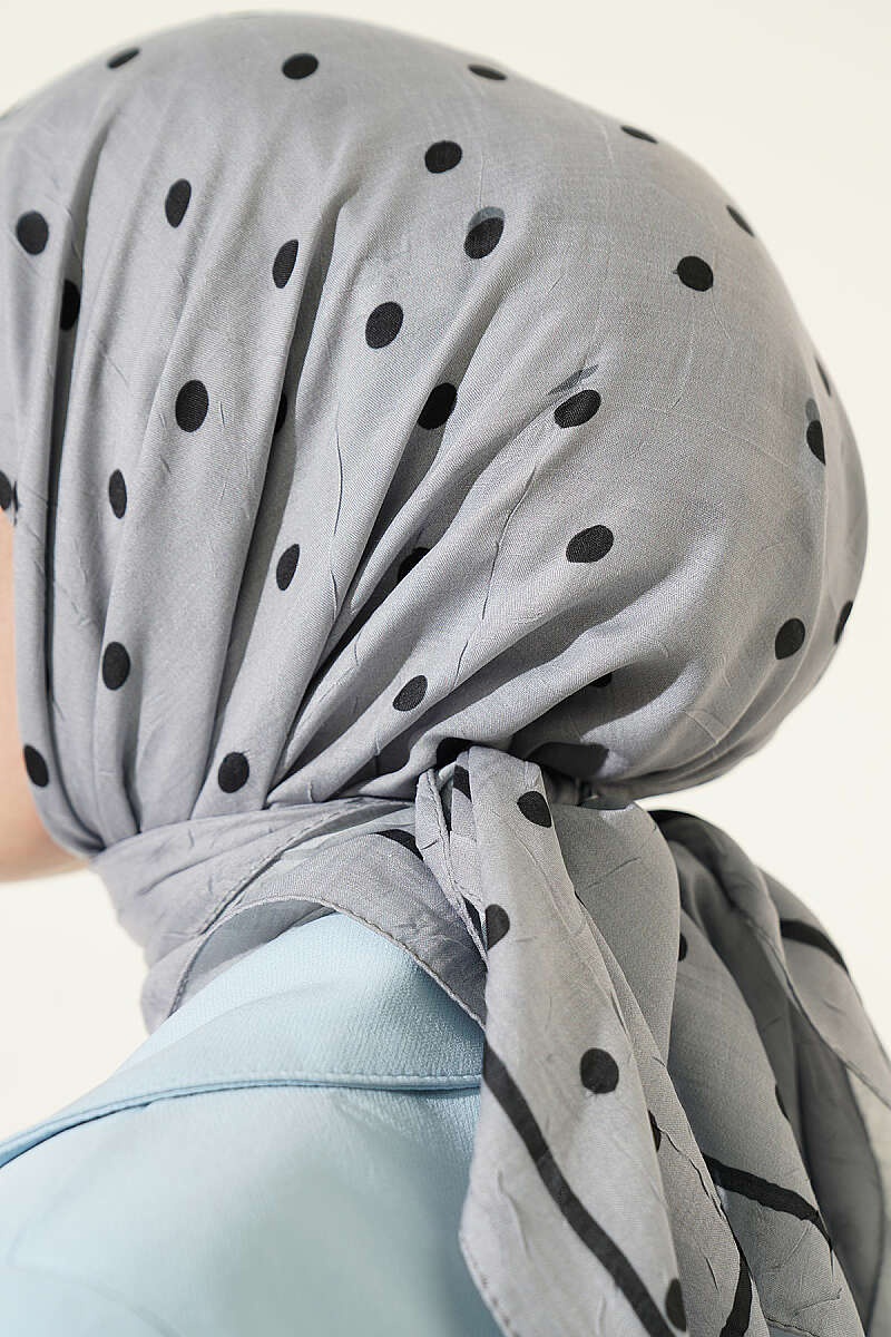 Polka Dot Bamboo Crinkle Scarf - Grey