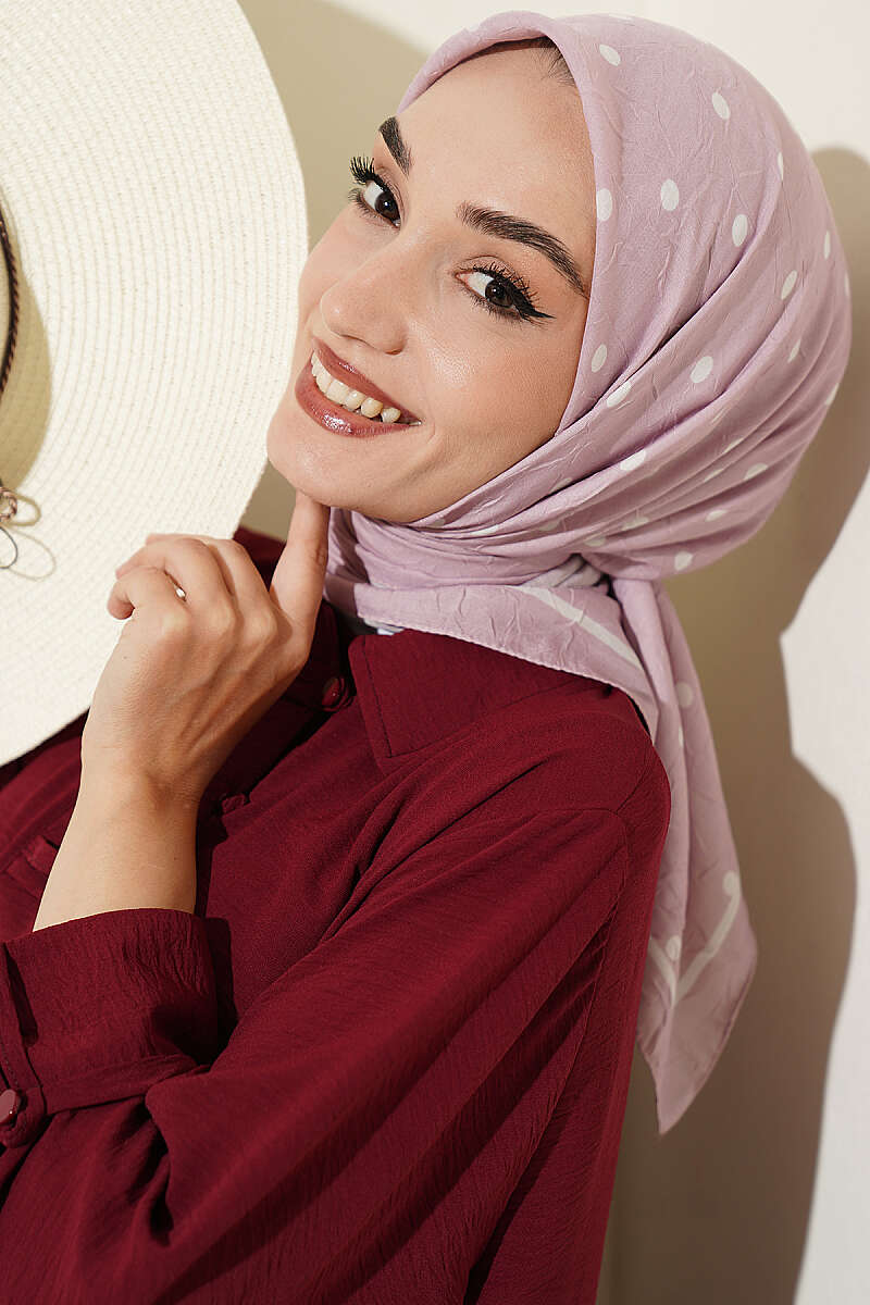 Polka Dot Bamboo Crinkle Scarf - Powder