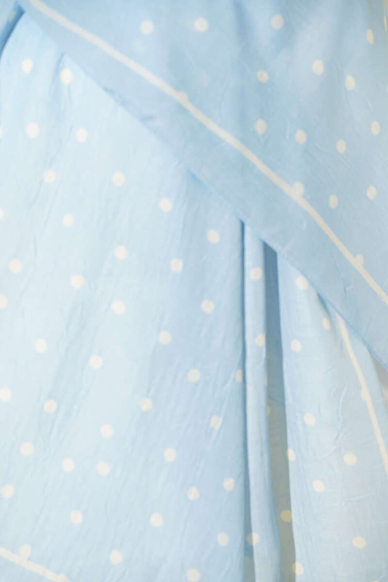 Polka Dot Bamboo Crinkle Shawl - Light Blue