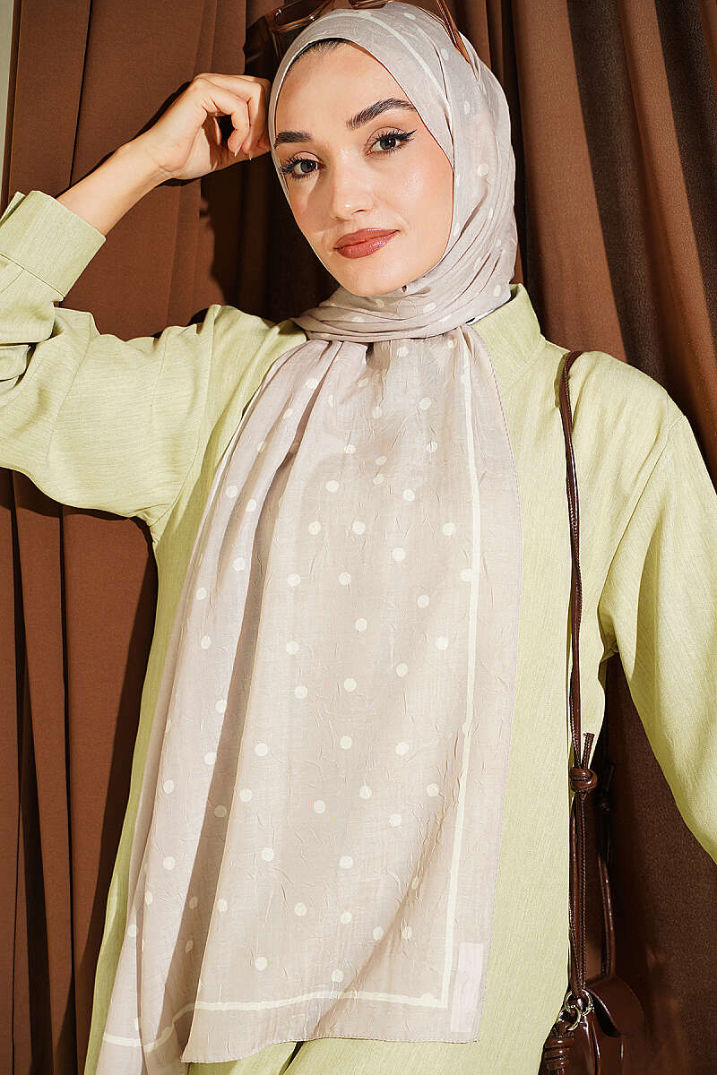 Polka Dot Bamboo Crinkle Shawl - Beige