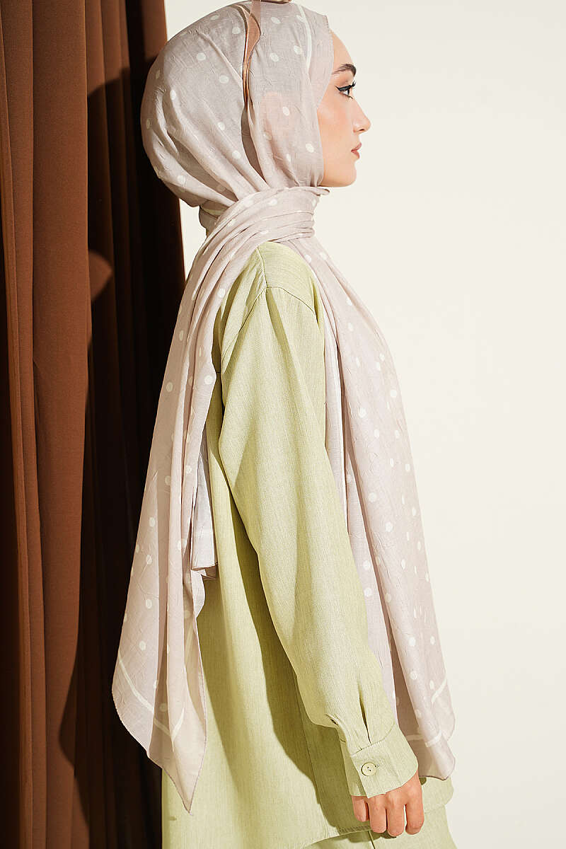 Polka Dot Bamboo Crinkle Shawl - Beige