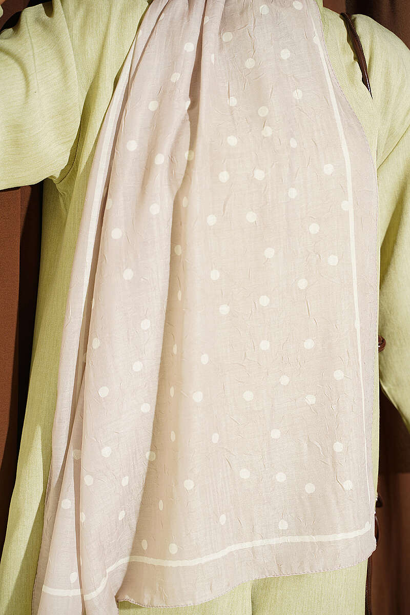 Polka Dot Bamboo Crinkle Shawl - Beige