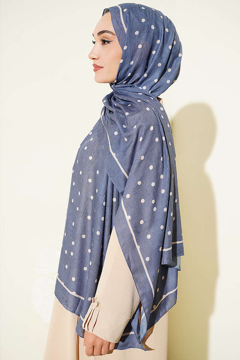 Polka Dot Bamboo Crinkle Shawl - Indigo