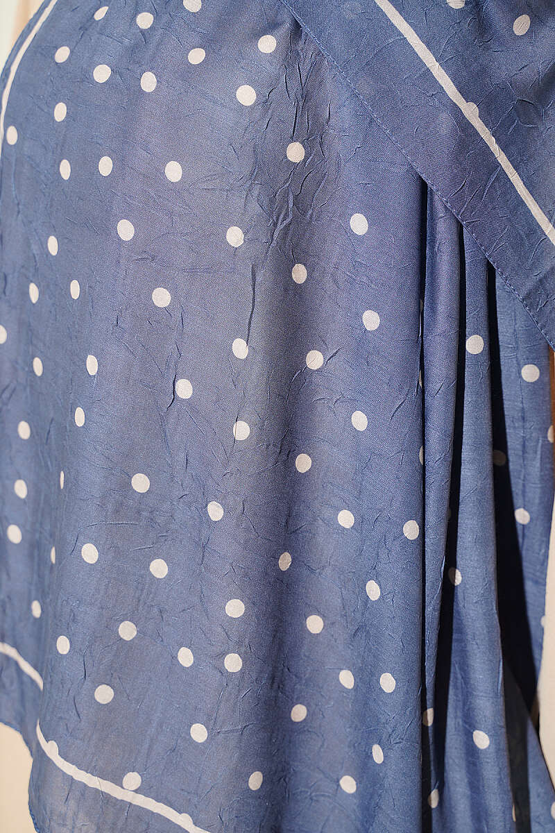 Polka Dot Bamboo Crinkle Shawl - Indigo