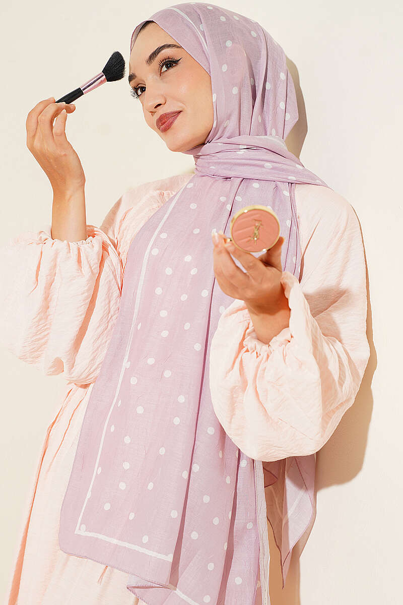 Polka Dot Bamboo Crinkle Shawl - Powder