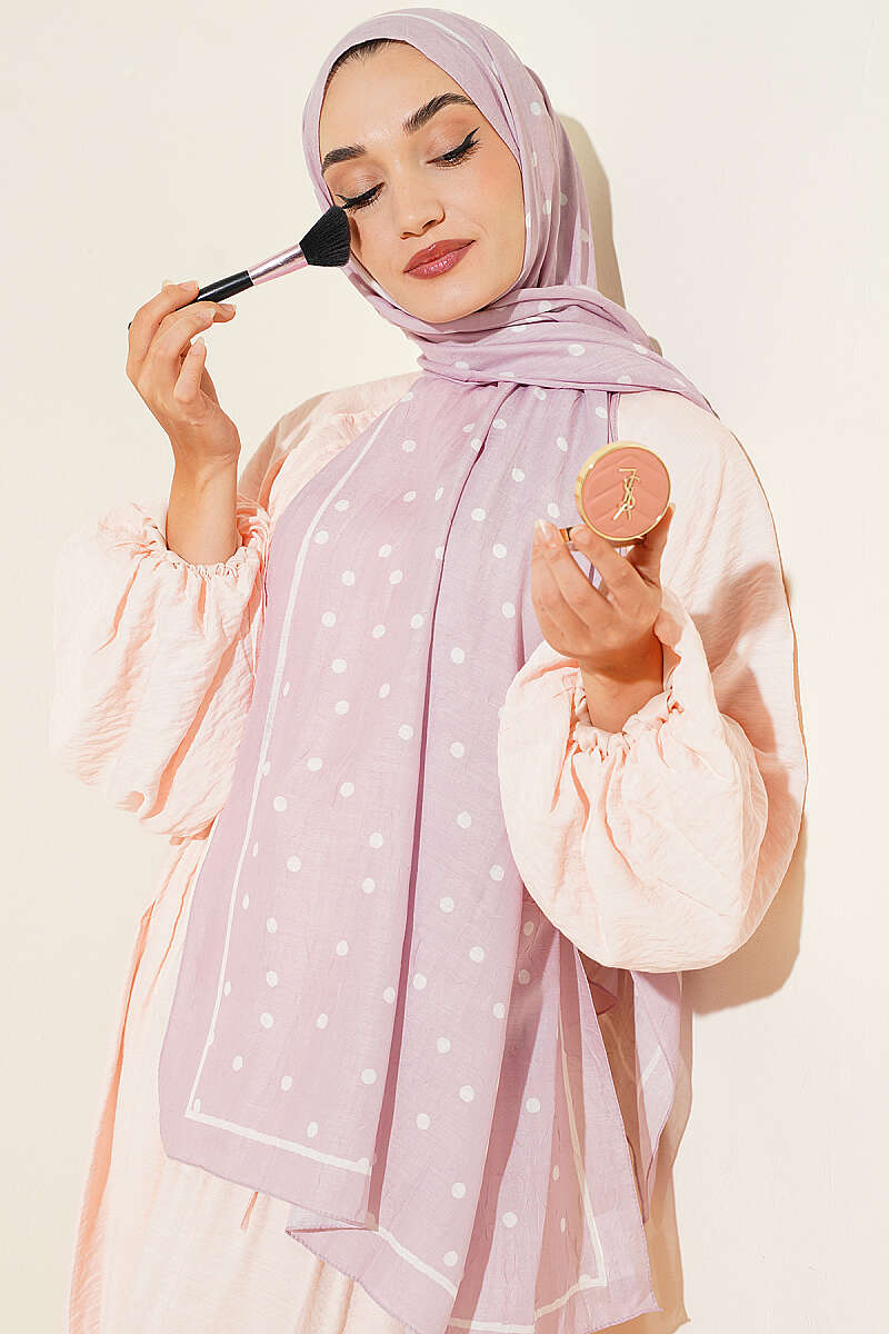 Polka Dot Bamboo Crinkle Shawl - Powder