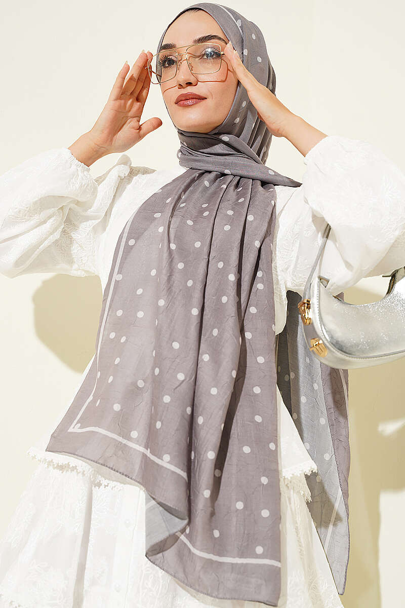 Polka Dot Bamboo Crinkle Shawl - Mink