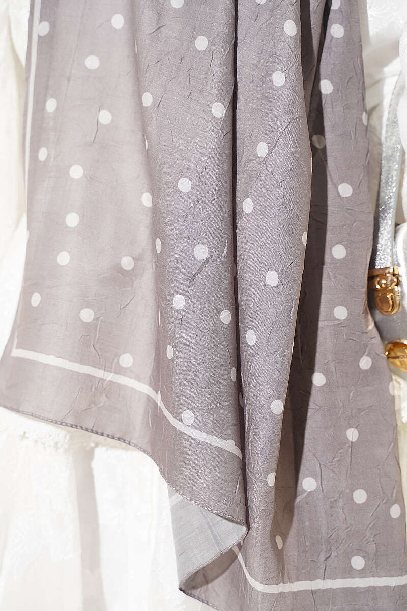 Polka Dot Bamboo Crinkle Shawl - Mink