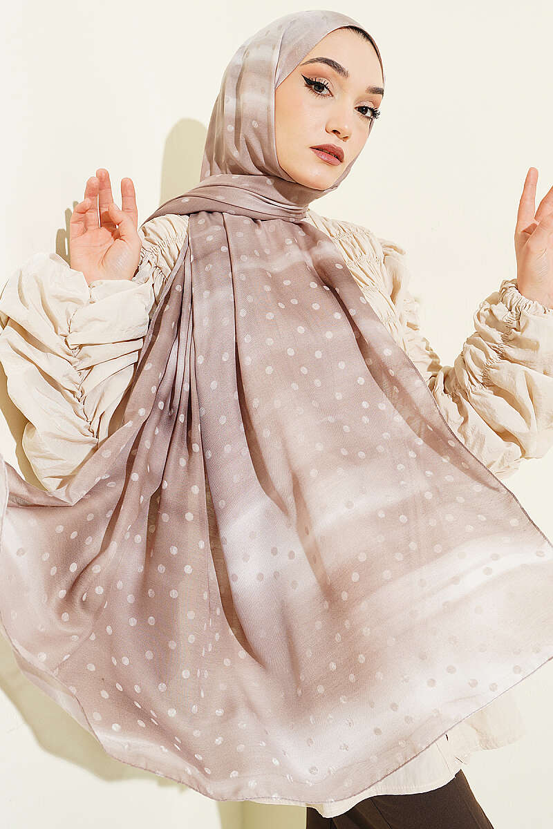 Polka Dot Ombre Shawl - Light Mink