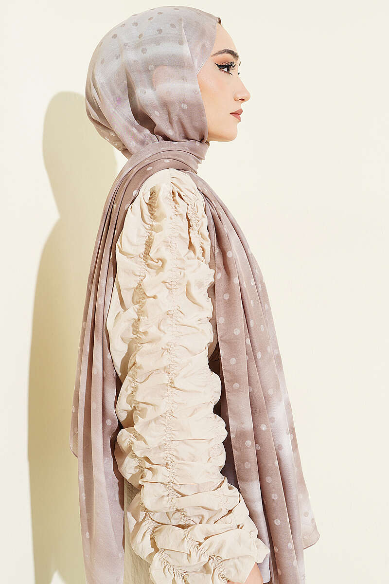 Polka Dot Ombre Shawl - Light Mink