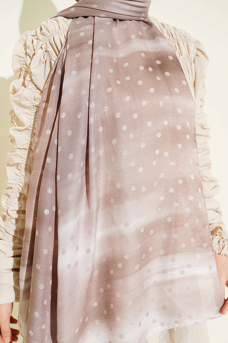 Polka Dot Ombre Shawl - Light Mink