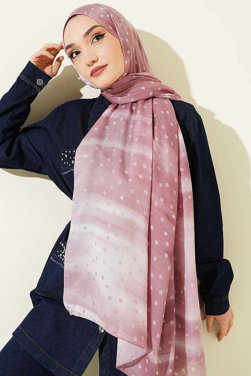 Polka Dot Ombre Shawl - Dusty Rose
