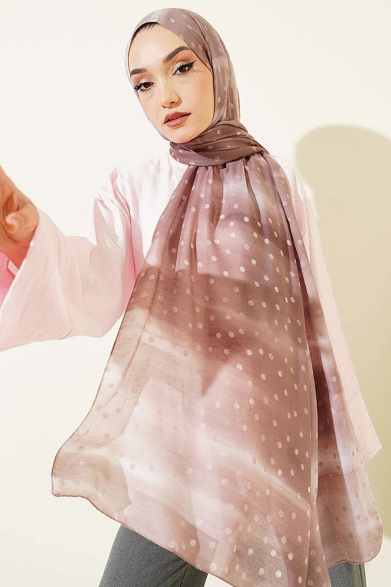 Polka Dot Ombre Shawl - Latte