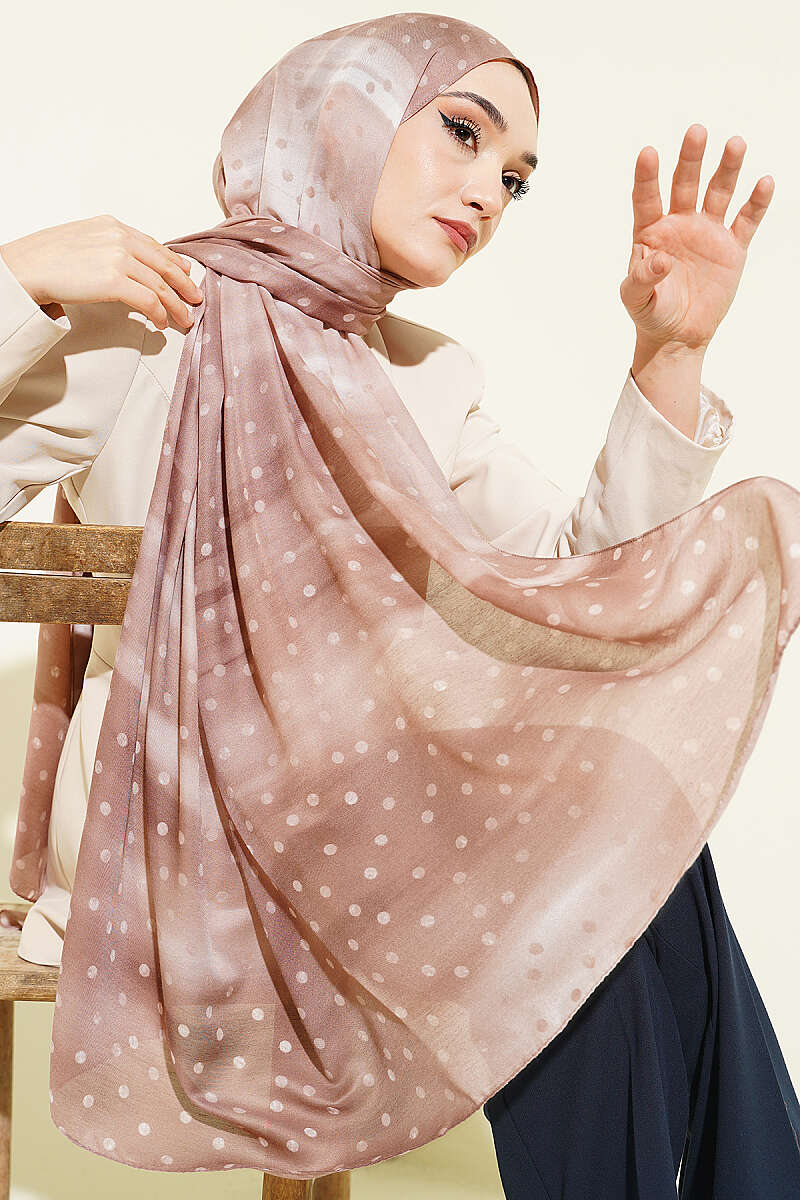 Polka Dot Ombre Shawl - Soft Brown
