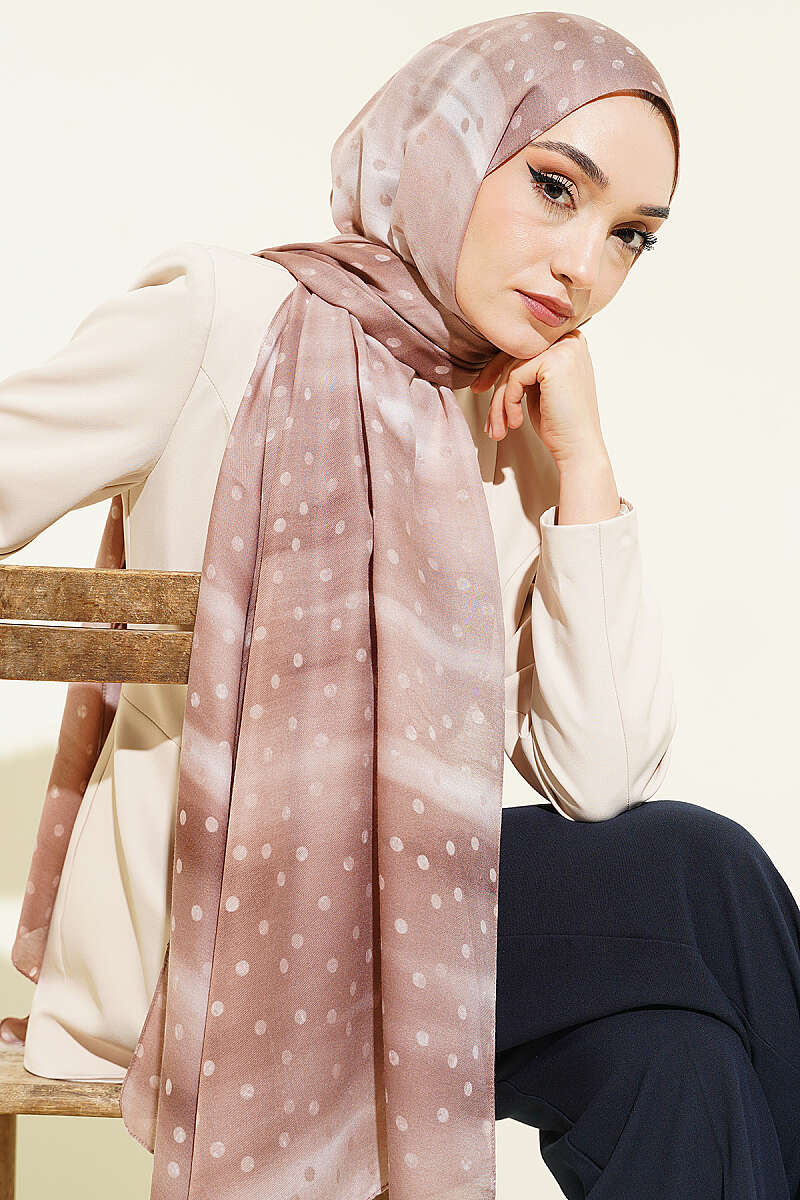 Polka Dot Ombre Shawl - Soft Brown