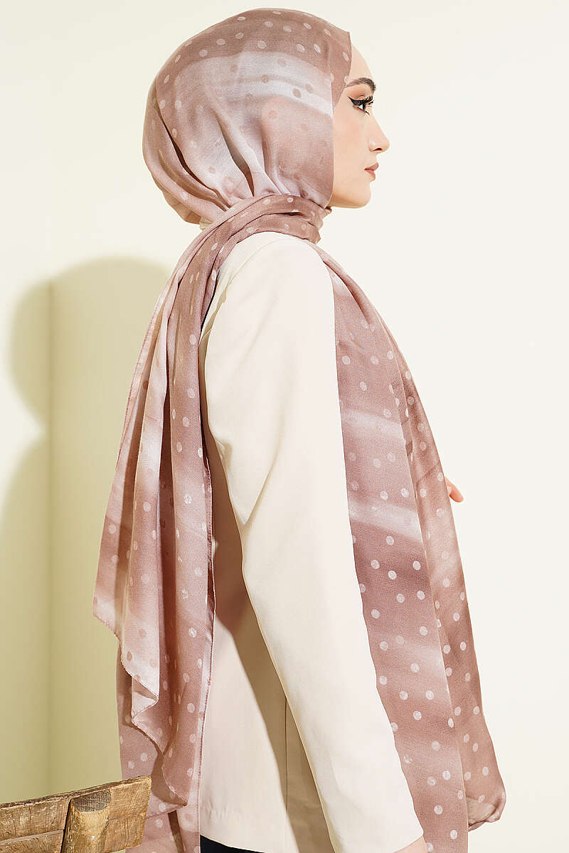 Polka Dot Ombre Shawl - Soft Brown