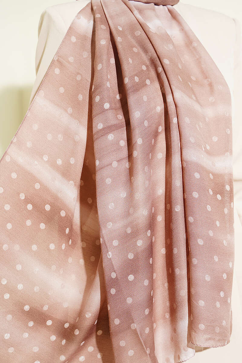 Polka Dot Ombre Shawl - Soft Brown