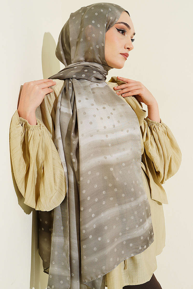 Polka Dot Ombre Shawl - Stone Grey