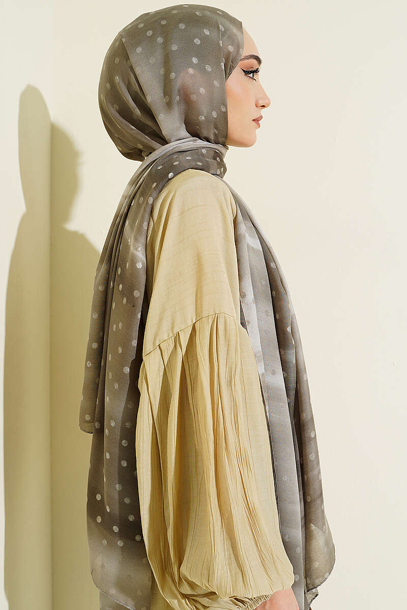 Polka Dot Ombre Shawl - Stone Grey