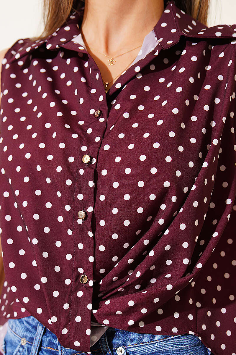 Polka Dot Print Shirt - Plum