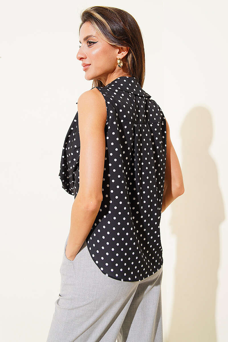 Polka Dot Print Shirt - Black