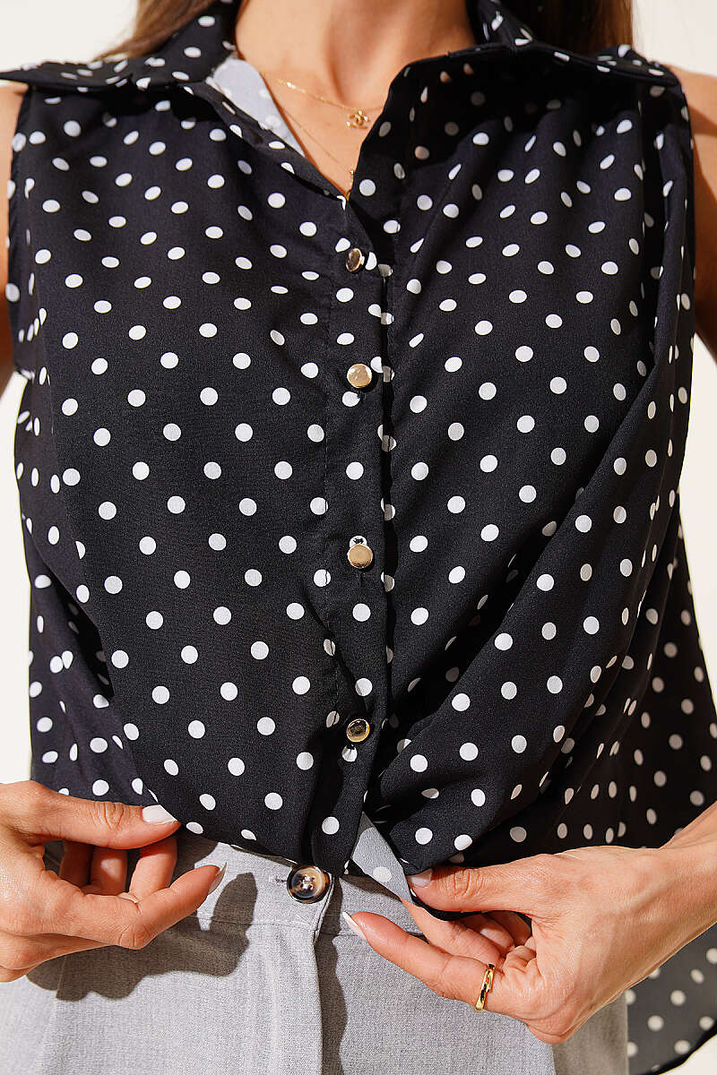 Polka Dot Print Shirt - Black