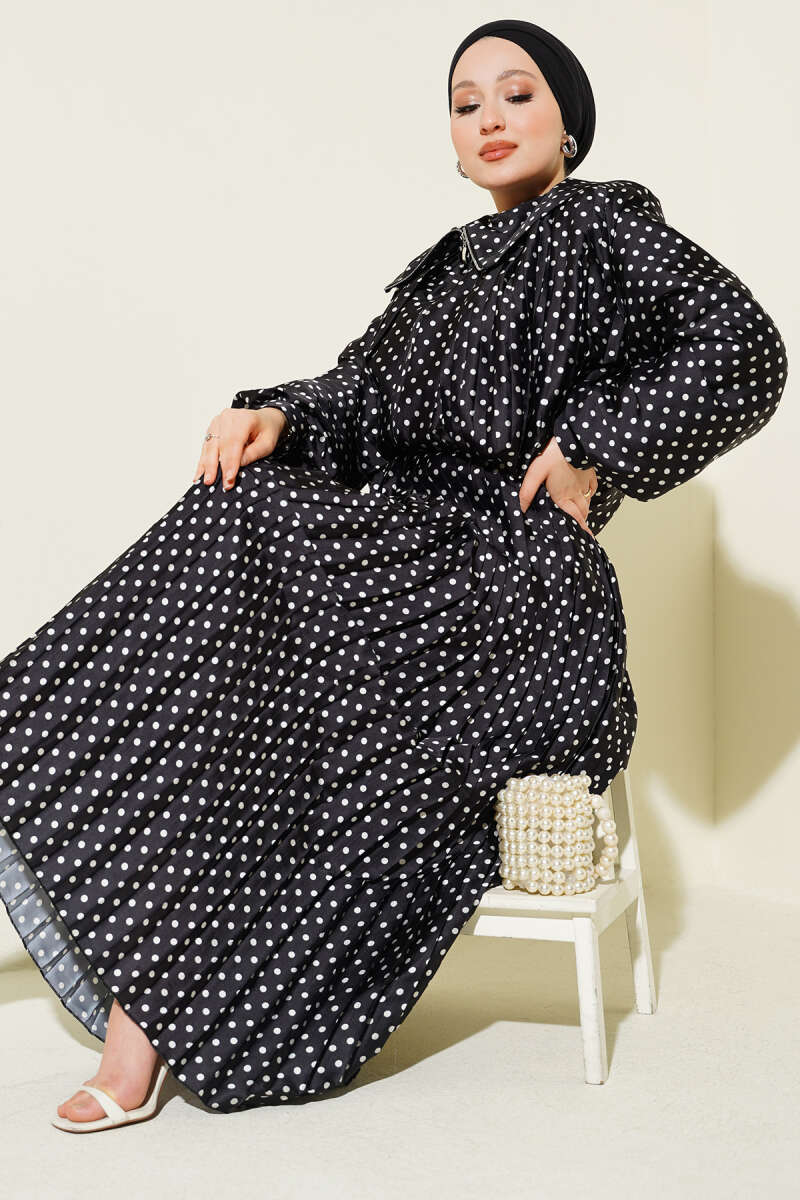 Polka Dot Skirt Two-Piece Set - Black