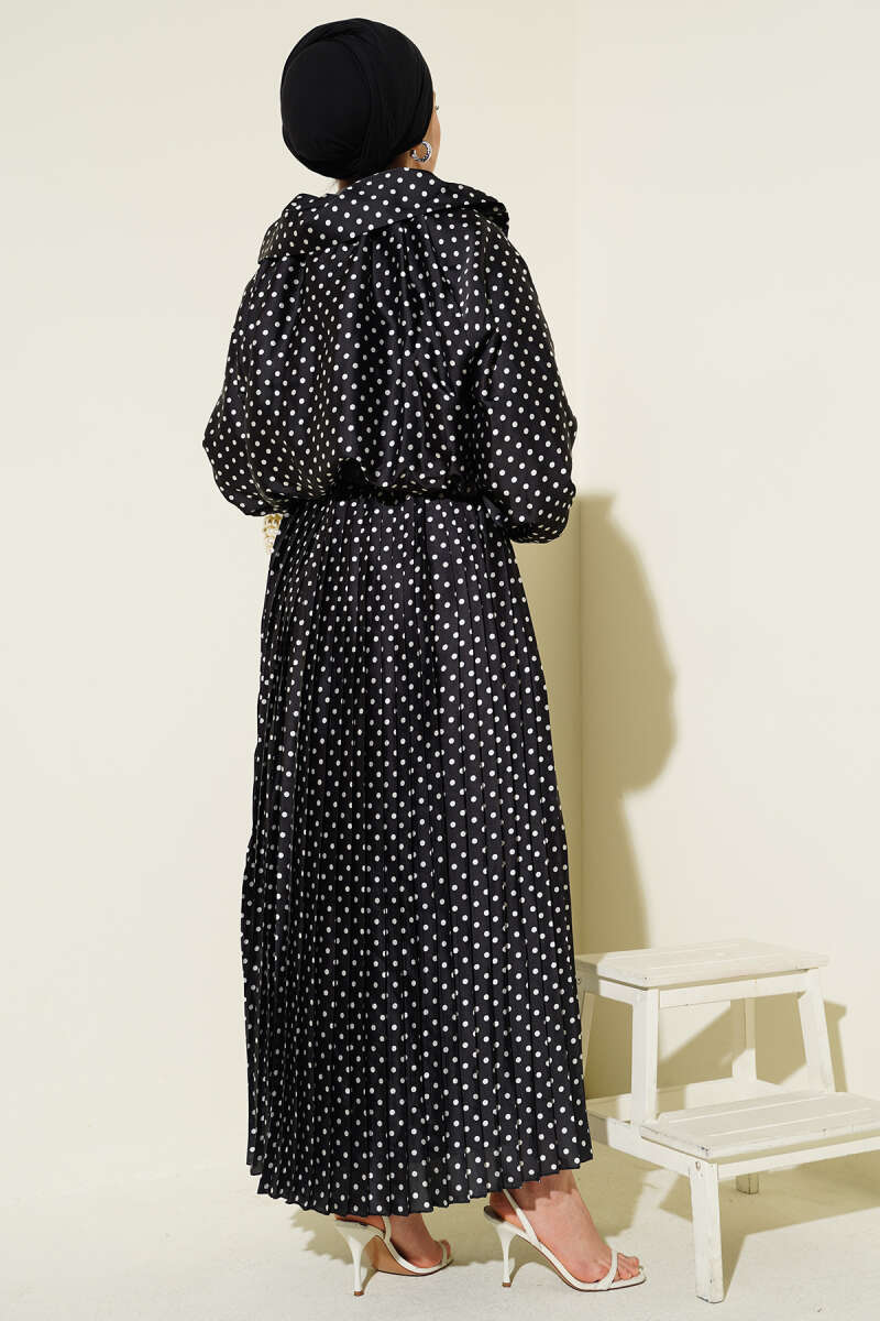 Polka Dot Skirt Two-Piece Set - Black