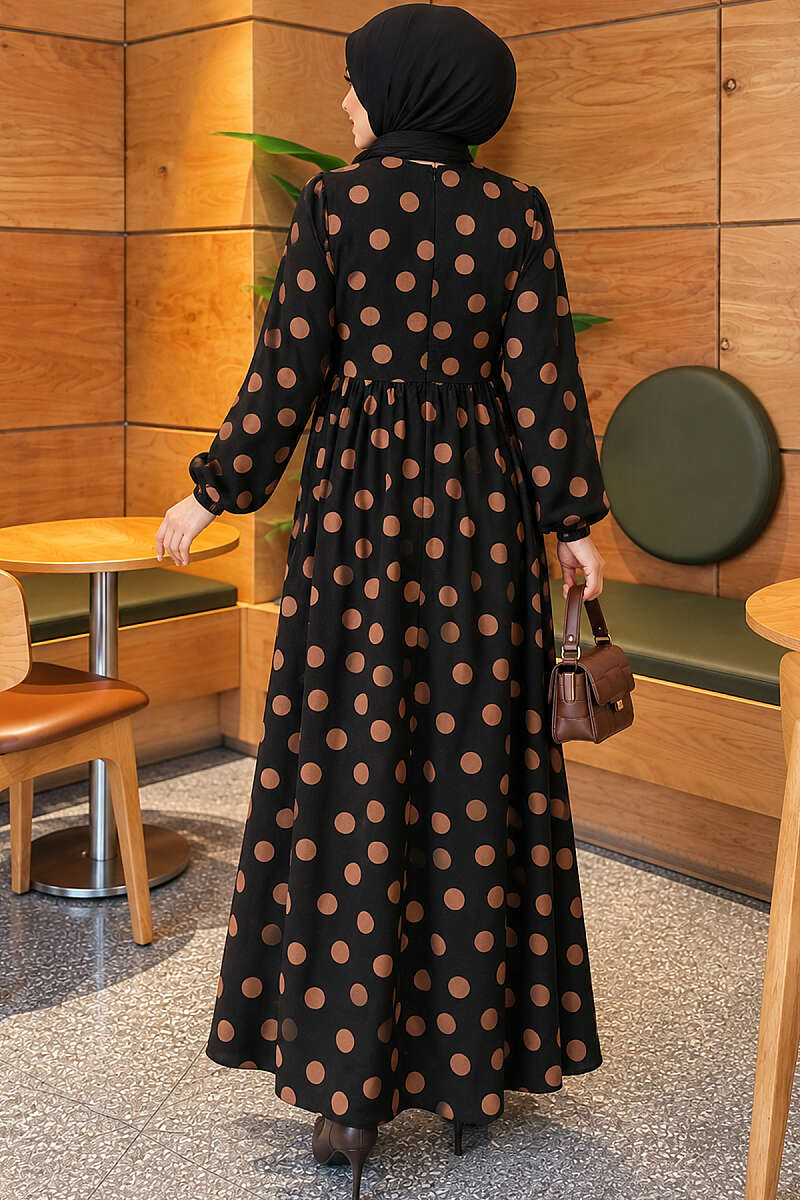 Polka Dot Ruffled Dress - Latte
