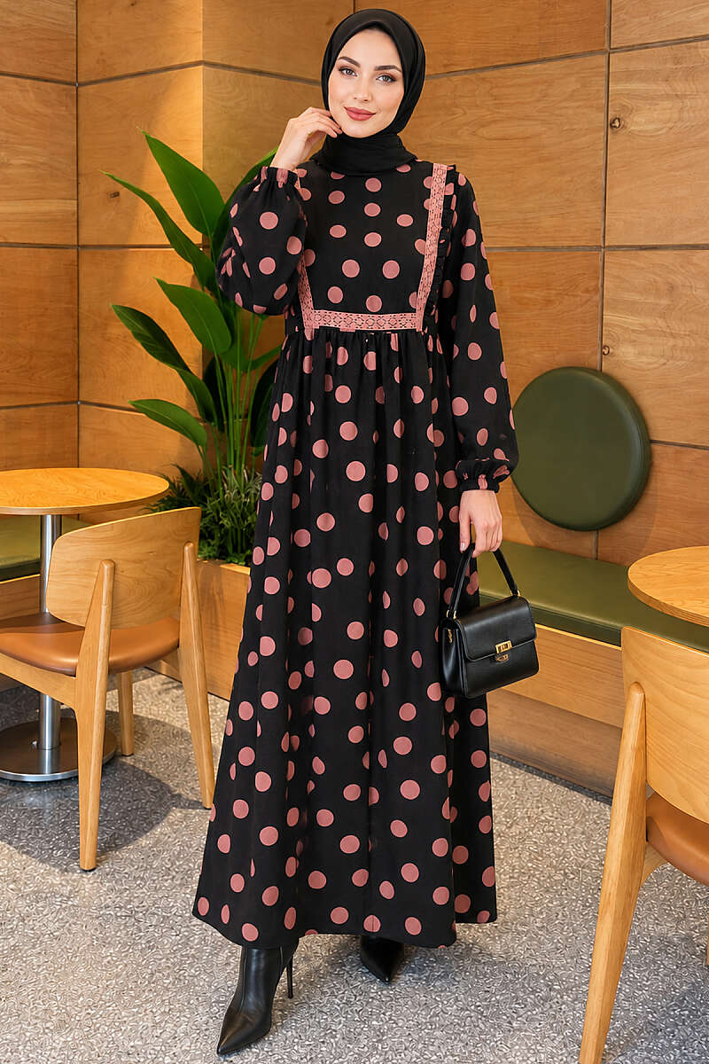 Polka Dot Ruffled Dress - Powder