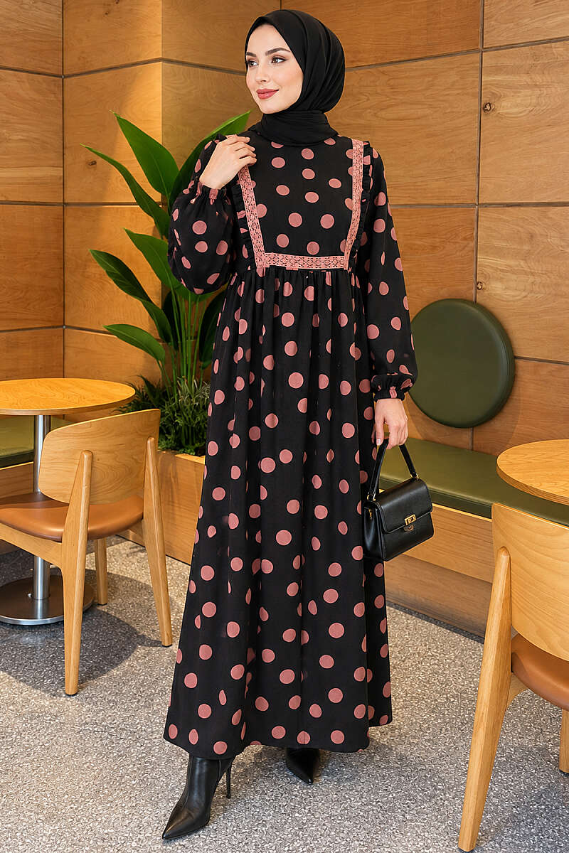 Polka Dot Ruffled Dress - Powder