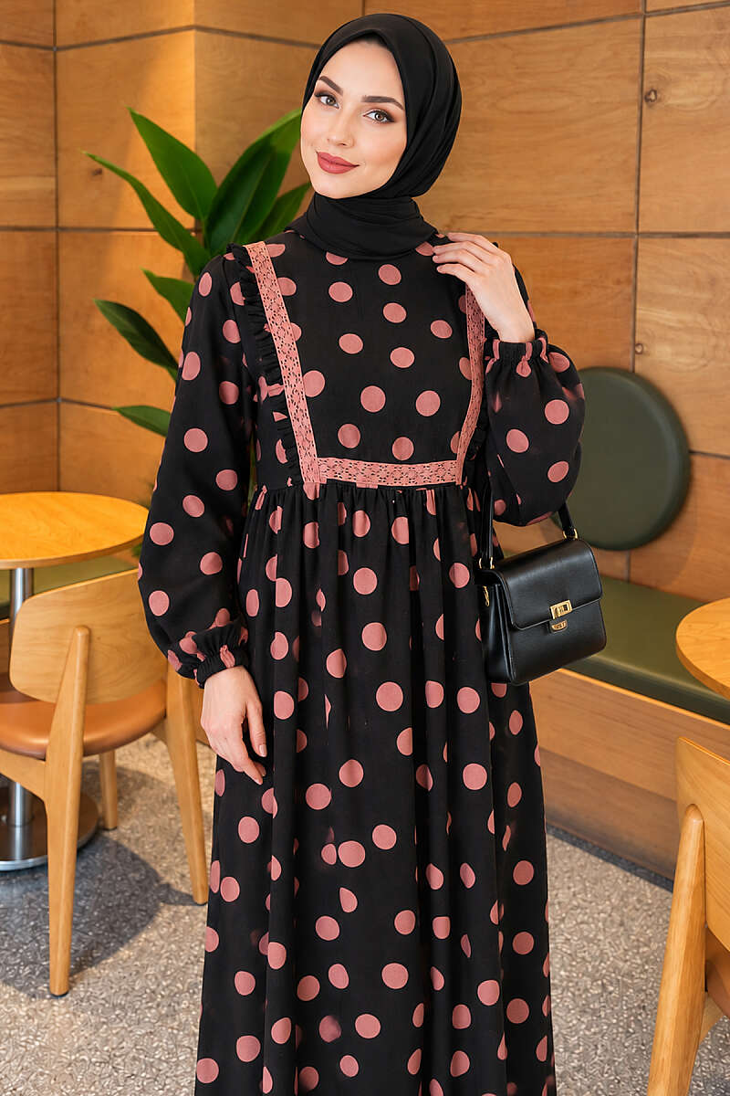 Polka Dot Ruffled Dress - Powder