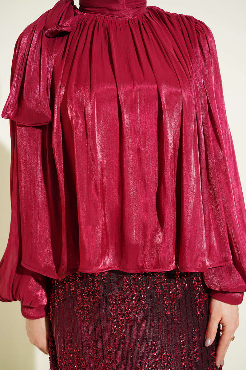 Sequin Evening Skirt Set - Burgundy
