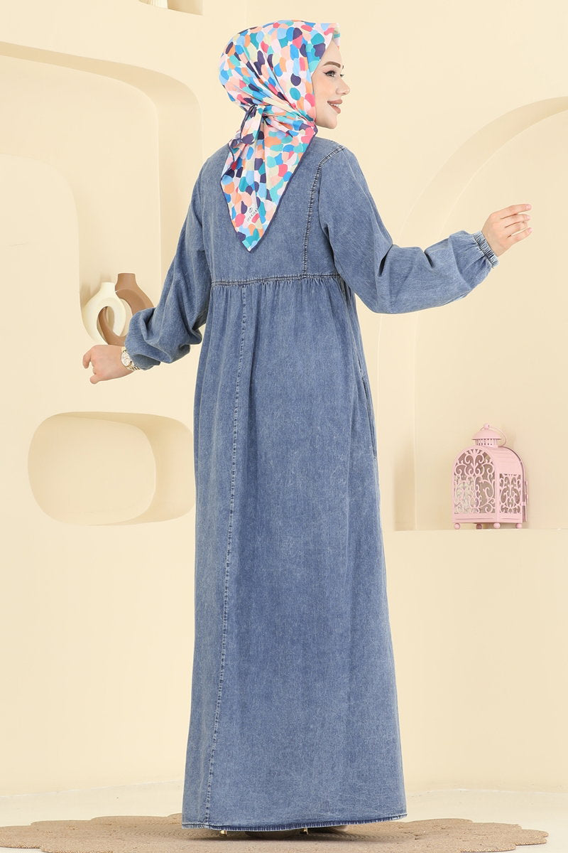 Tassel-Detail Denim Dress - Light Denim