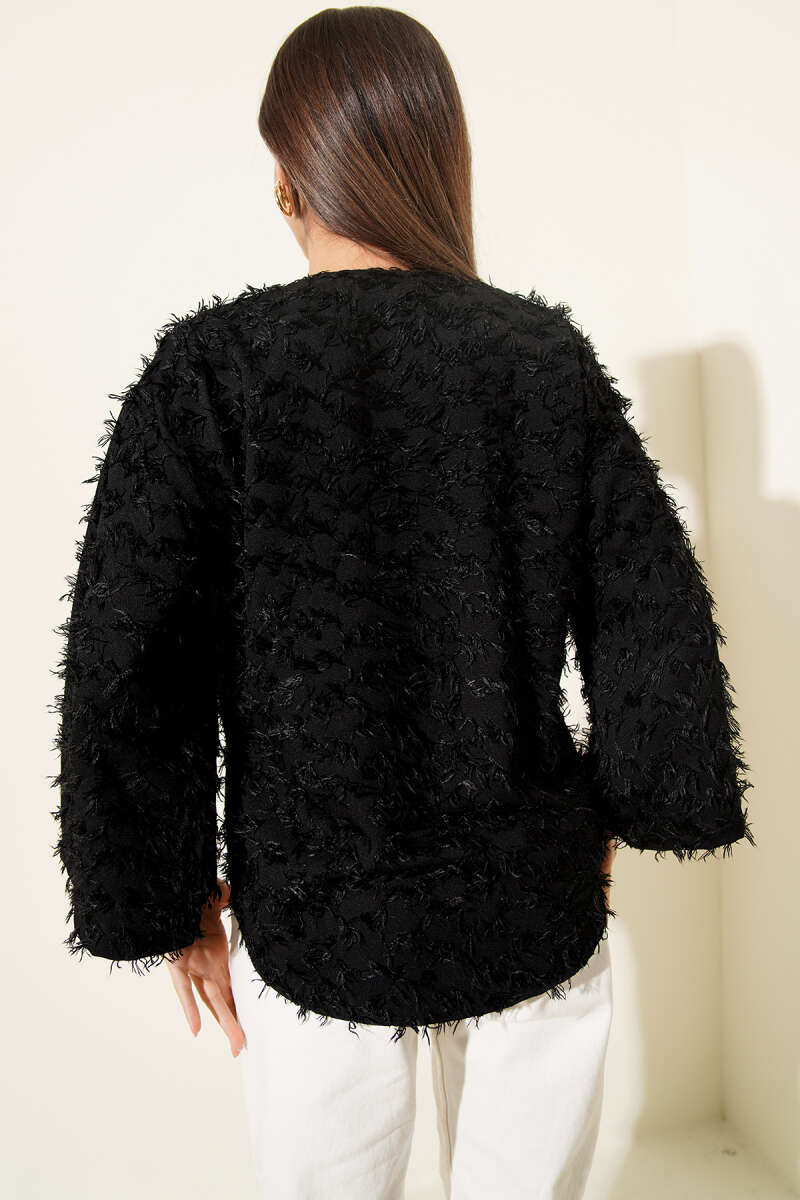 Tasselled Tie Kimono - Black